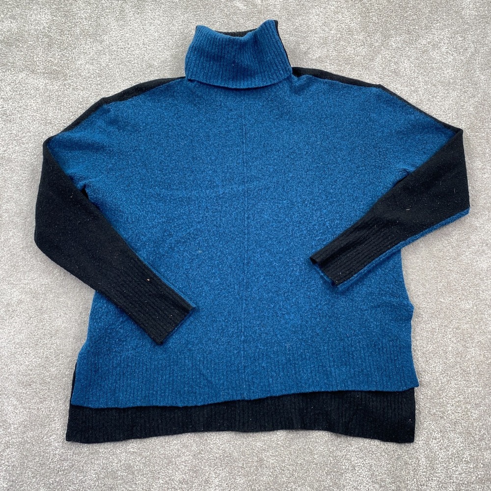 Athleta Transit Colorblock Turtleneck Pullover Sweater Women's Size M Blue Black